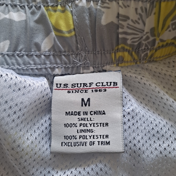 U.S. Surf Club Gray, Yellow & White Swim Trunk - M - Picture 8 of 8